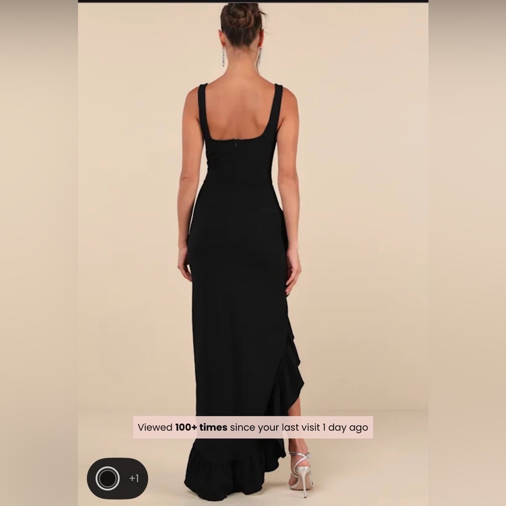 Lulus Immaculate Excellence Black Sleeveless Ruffled Tulip Maxi Dress - Size L - Picture 2 of 2